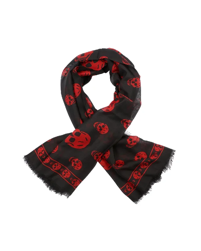 Alexander Mcqueen Skull Print Viscose Shawl Women Black | Black Scarves & Shawls