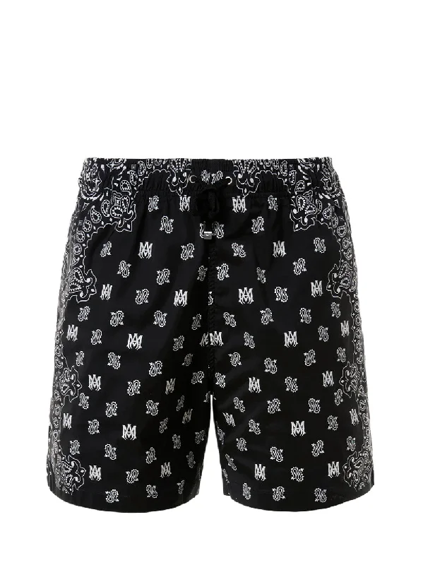 Amiri Bandana Swim Shorts in Black