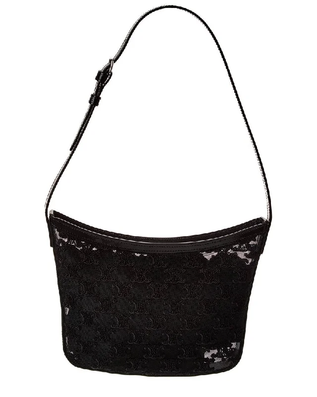 Celine Croque Medium Tulle & Leather Hobo Bag