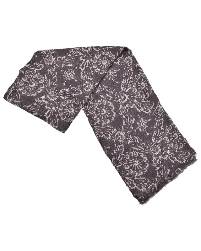 Brunello Cucinelli Flowers Linen Scarf