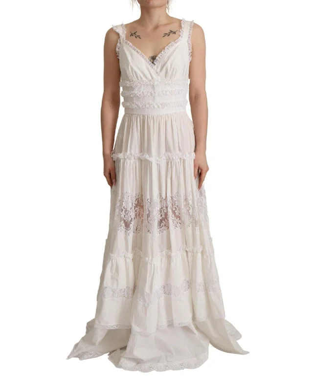 Dolce & Gabbana Cotton Tiered Long Maxi A-line Dress
