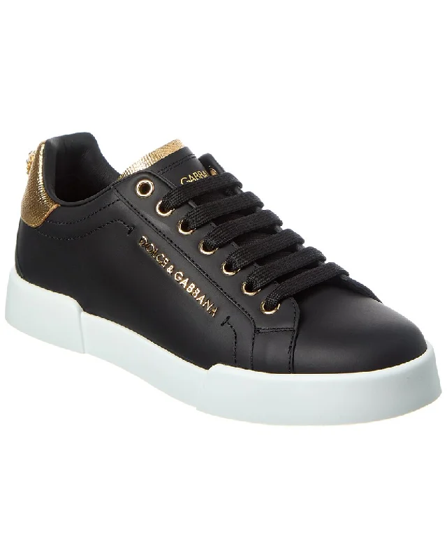 Dolce & Gabbana Portofino Lettering Leather Sneaker
