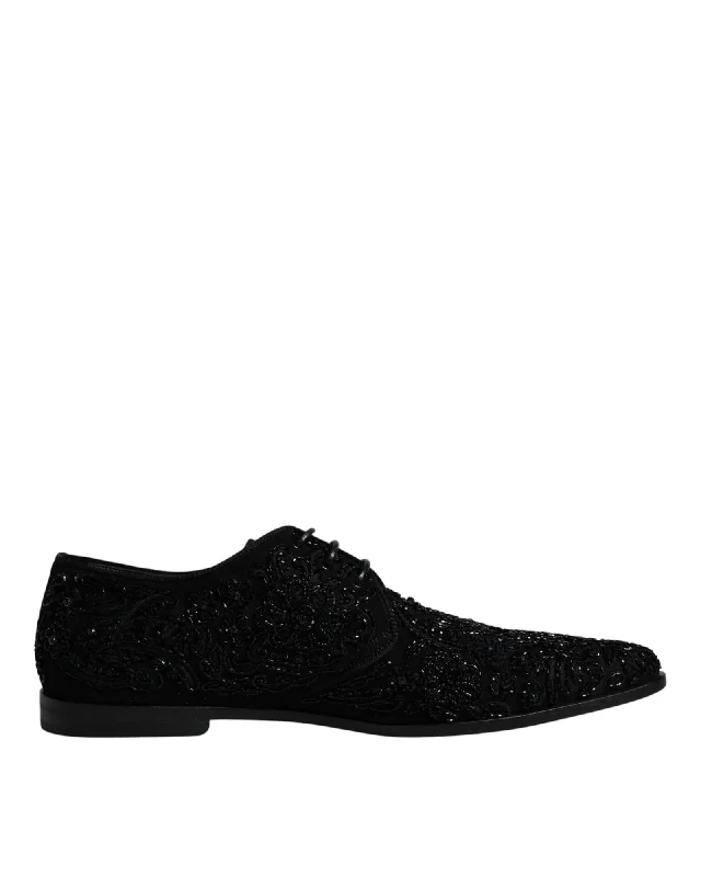 Dolce & Gabbana Embellished Suede Derby Formal Shoes