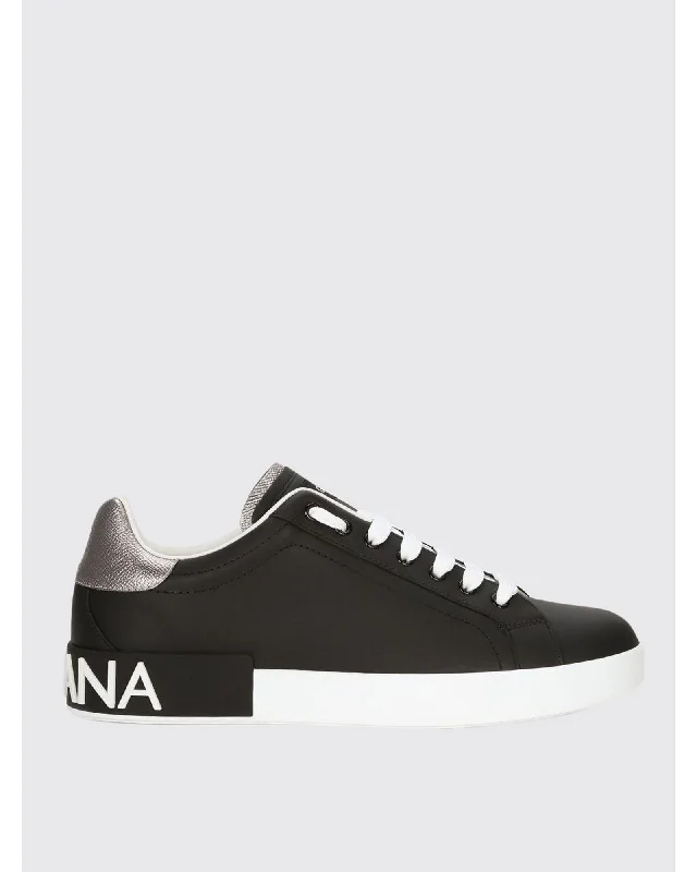 Dolce & Gabbana Portofino Leather Sneakers Men Black
