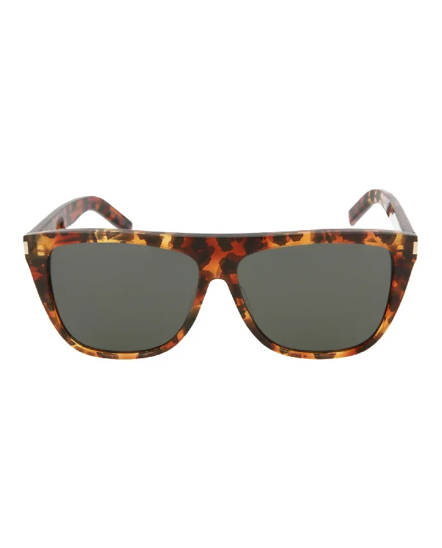 Saint Laurent Unisex Square/Rectangle Havana Havana Grey Fashion Designer Eyewear