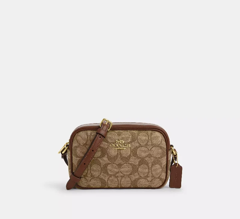 Coach Mini Jamie Camera Bag In Signature Canvas Khaki Saddle 