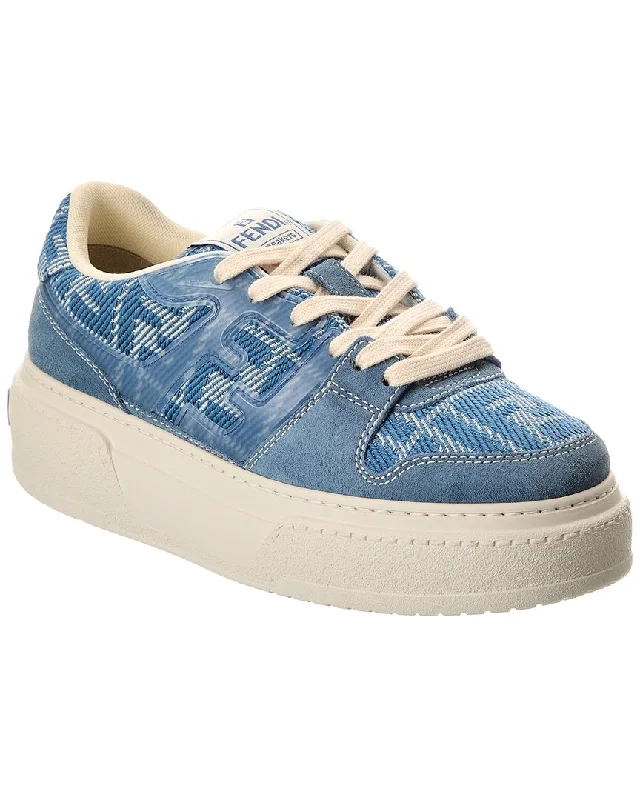 Fendi Match Ff Jacquard & Suede Platform Sneaker