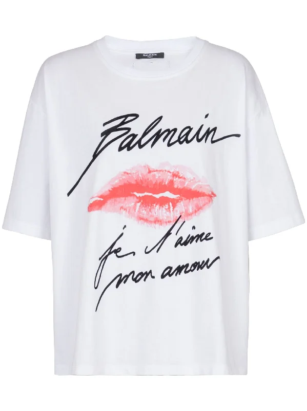BALMAIN Short-sleeved T-shirt with kiss print