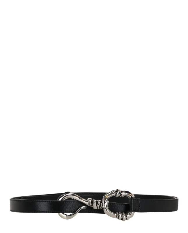 Alexander McQueen Womens Hook-Embellished Leather Belt