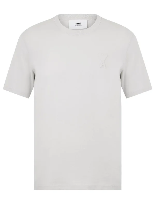 Ami Paris De Coeur Motif Embossed Logo T-Shirt in White