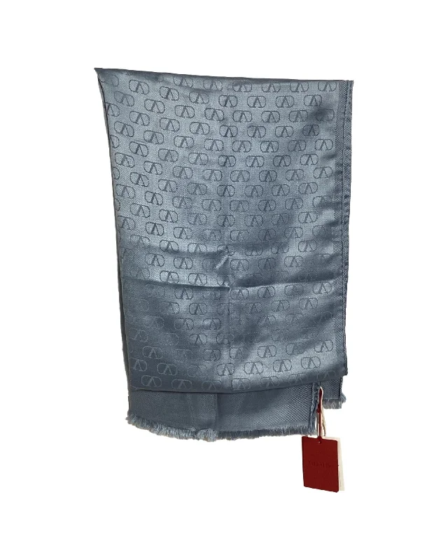 Valentino Garavani Logo Scarf Women Grey Scarves & Shawls