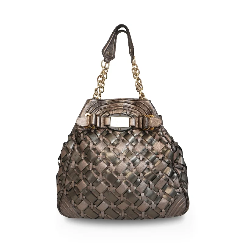 Versace Metallic Woven Hobo Bag