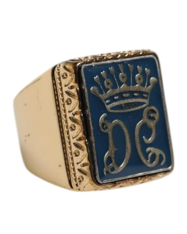 Dolce & Gabbana DG Crown Signet Ring Men Gold