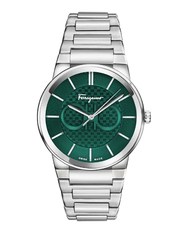 Ferragamo Mens  Stainless Steel 41mm Bracelet Fashion Watch