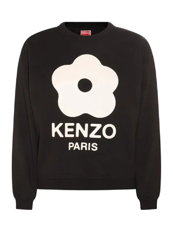 Kenzo White Boke Flower Printed Sweatshirt in Black