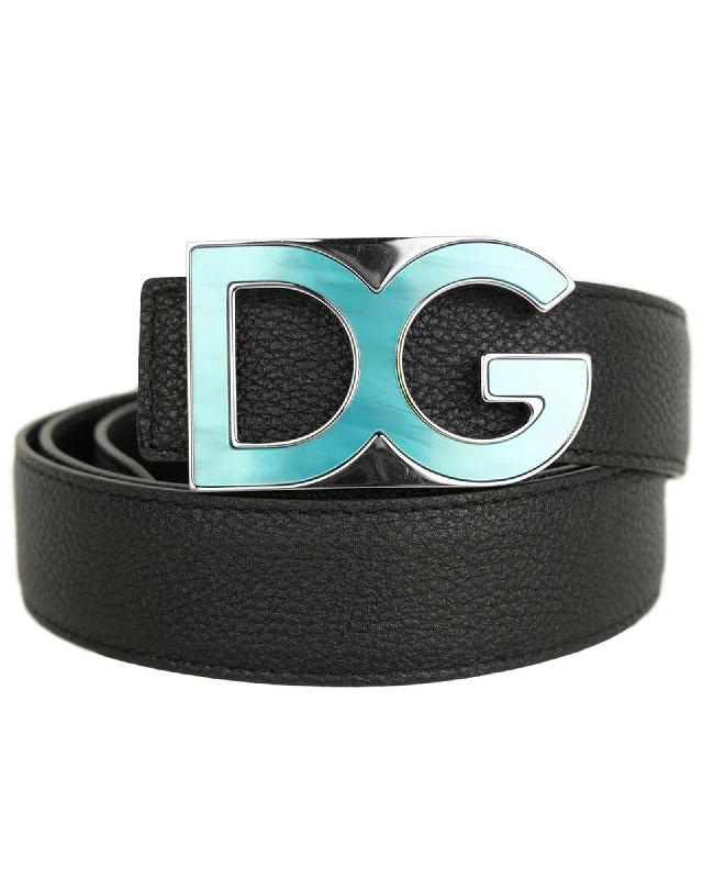 Dolce & Gabbana Leather Belt DG Buckle Women Black