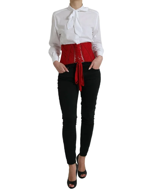 Dolce & Gabbana  Red Silk Corset with Lace Up