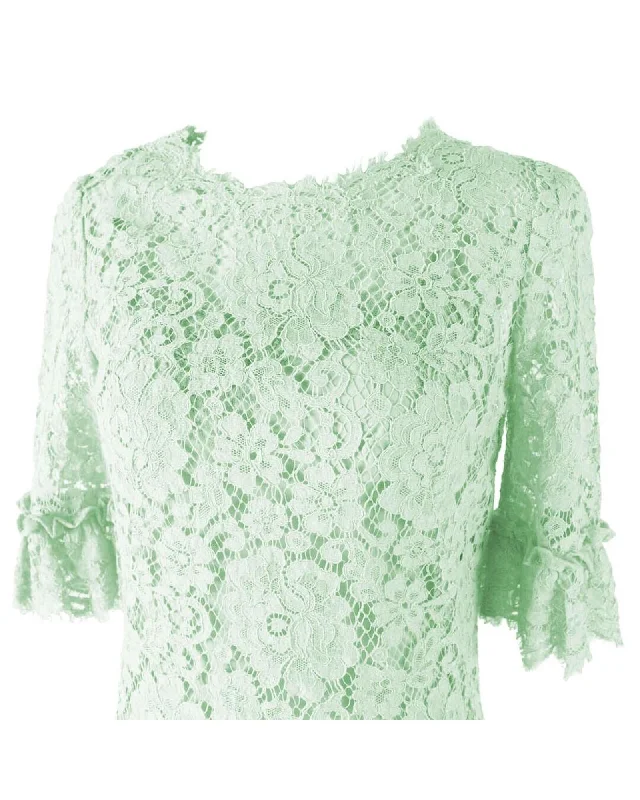 Dolce & Gabbana Lace Dress 34 Sleeve Women Green Dresses