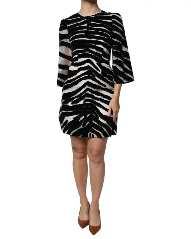 Dolce & Gabbana Zebra Print Mini Dress Women Black And White Dresses