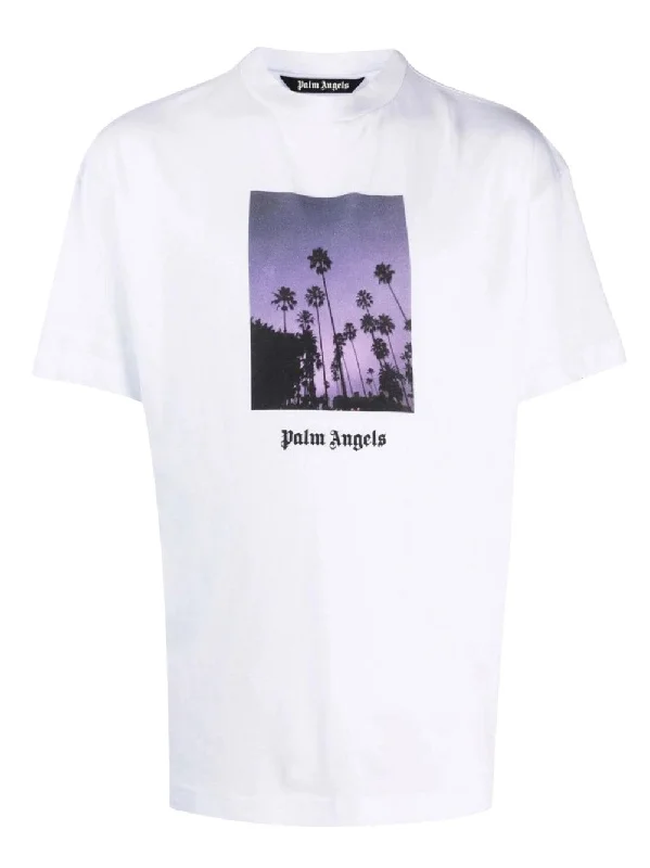 Palm Angels Stars and Palms Printed White T-Shirt