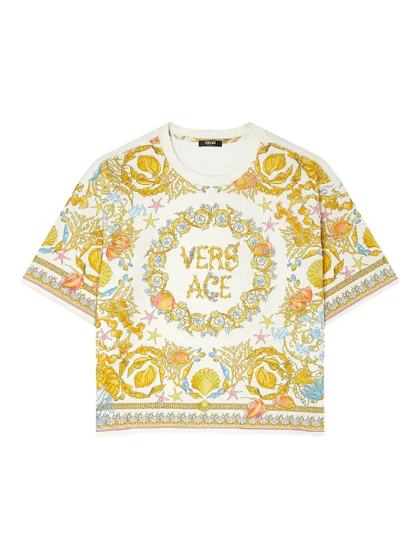 VERSACE Underwater Baroque Cropped T-shirt
