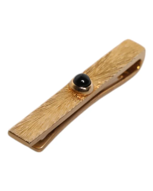 Dolce & Gabbana Onyx Tie Clip GoldTone Accents Men