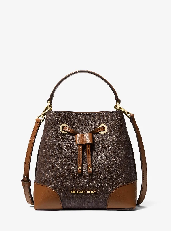 Michael Kors Mercer Small Logo Bucket Bag Brown 