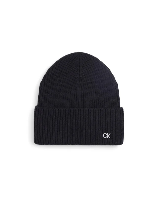Calvin Klein Wool-Cashmere Blend Cap Women Black Hats