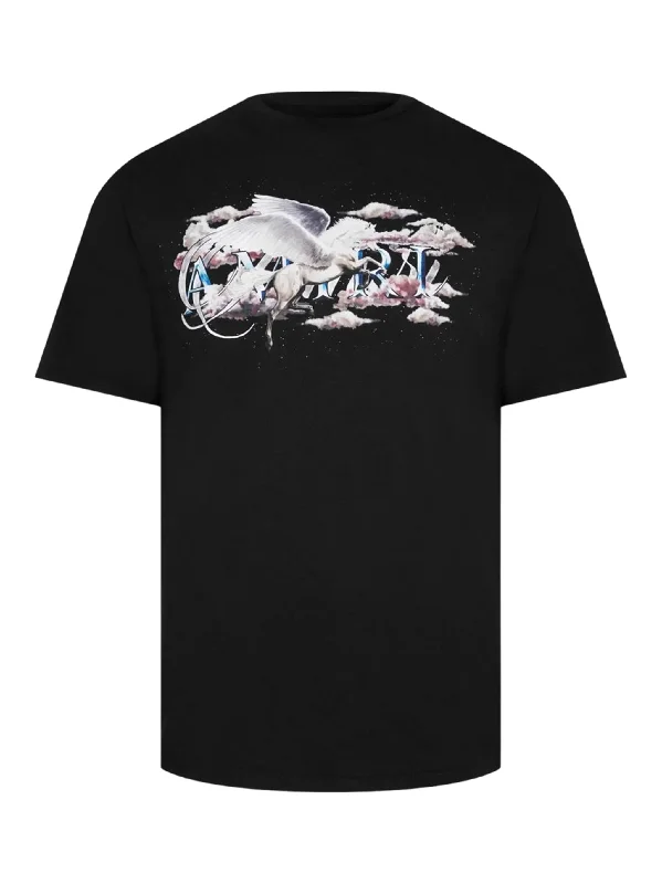 Amiri Pegasus Script Logo Printed Black T-Shirt