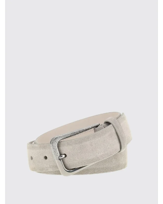 Brunello Cucinelli Suede Leather Belt Women Cream