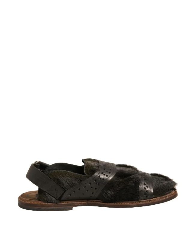 Dolce & Gabbana Hair Calf Leather Sandals ModelHaircalf Men Green