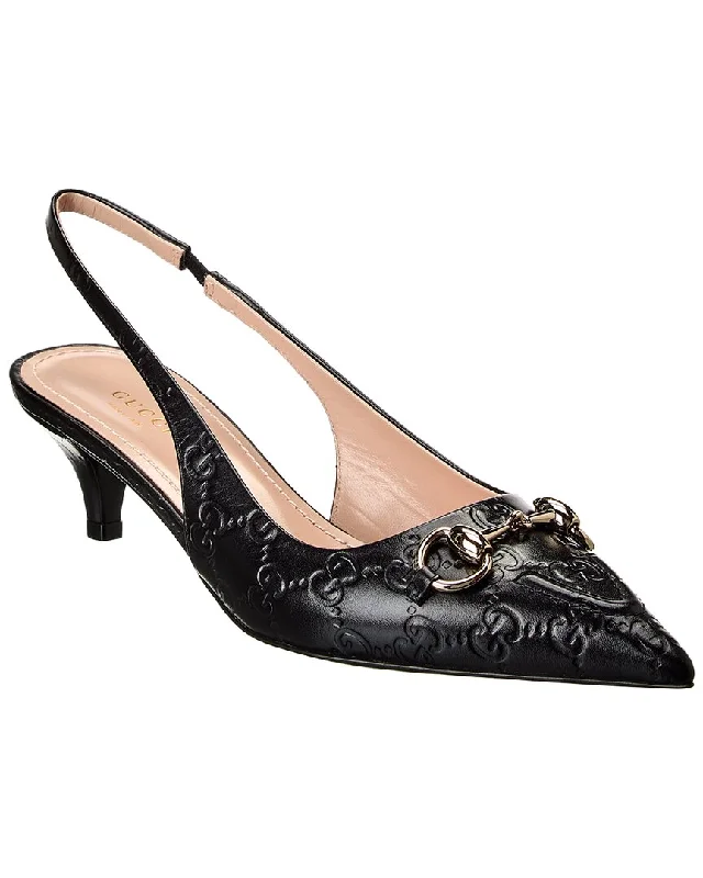 Gucci Horsebit Leather Slingback Pump