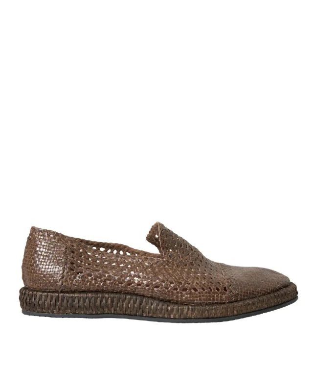 Dolce & Gabbana  Men's Woven Leather Espadrilles - Brown