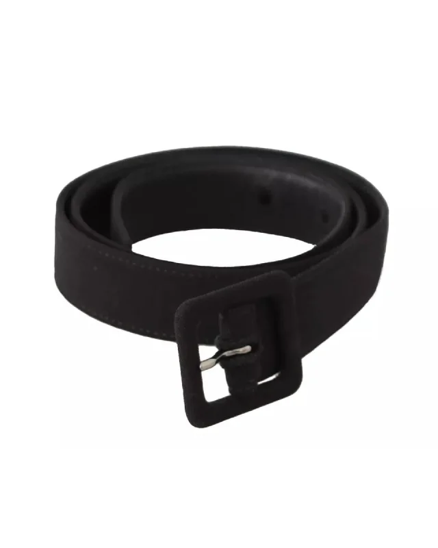 Dolce & Gabbana  Black Suede Belt with Square Buckle