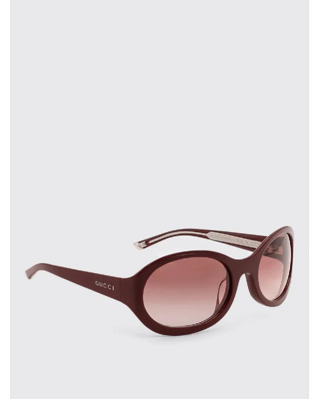 Gucci Oval Bordeaux Sunglasses Women Red