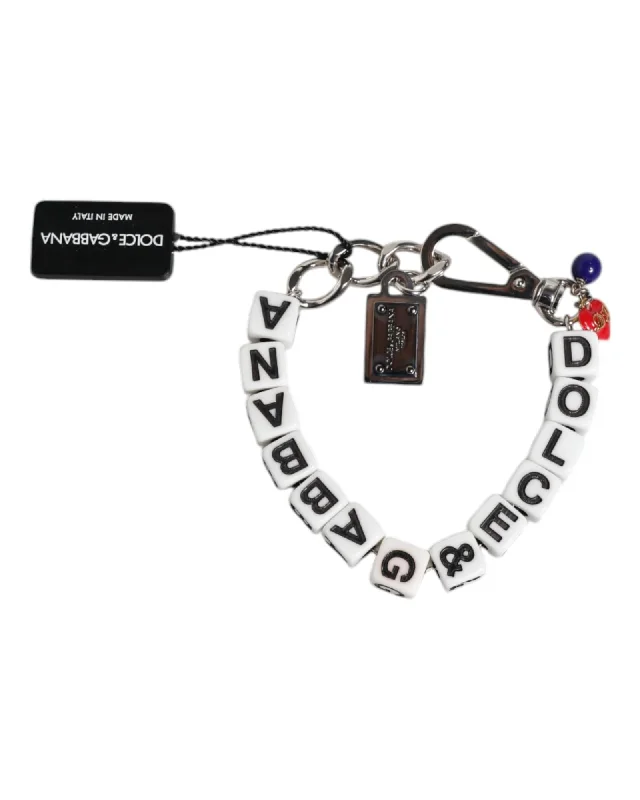 Dolce & Gabbana Letter Cube Keychain Women Silver Bracelets