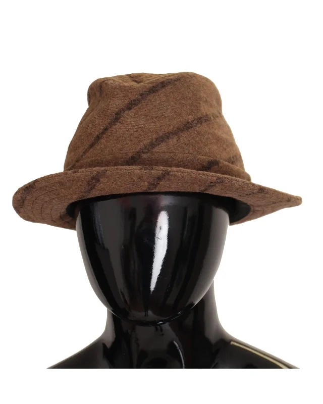 Dolce & Gabbana  Brown Striped Felt Fedora Hat for Men