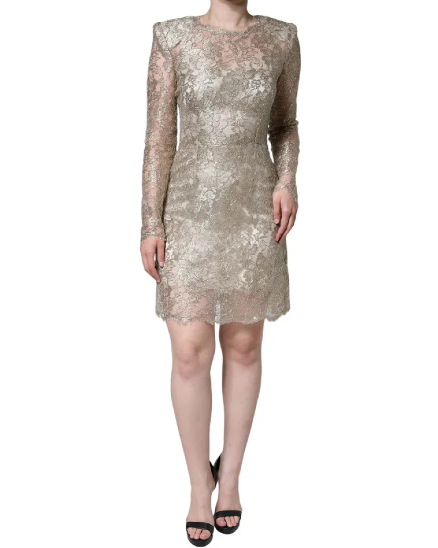 Dolce & Gabbana  Gold Lace Cocktail Dress