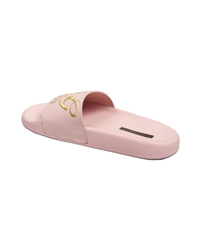 Dolce & Gabbana Slide Sandals Embroidered Logo Women Pink