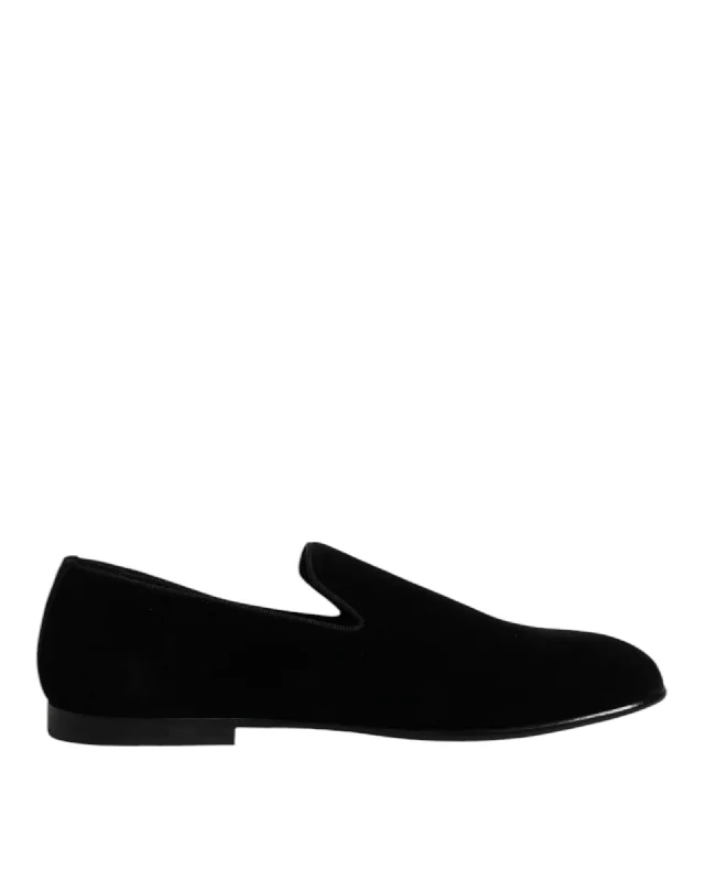 Dolce & Gabbana Velvet Loafer Slipon Men Black