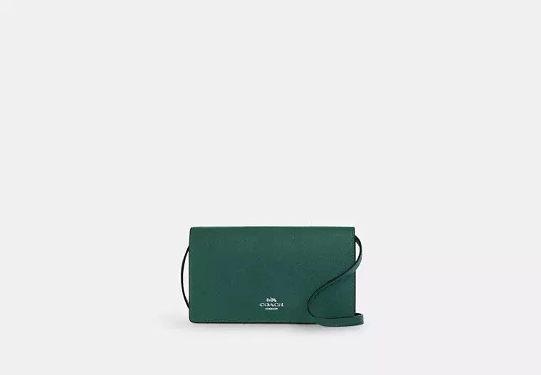 Coach Anna Foldover Clutch Crossbody Bag Emerald Green 