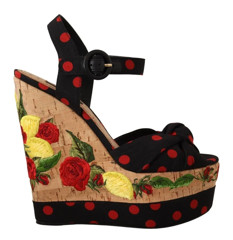 Dolce & Gabbana  Floral Embroidered Wedges Sandals