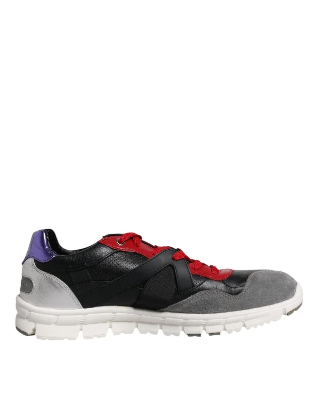 Dolce & Gabbana Leather Suede Low Top Sneakers with Rubber Sole