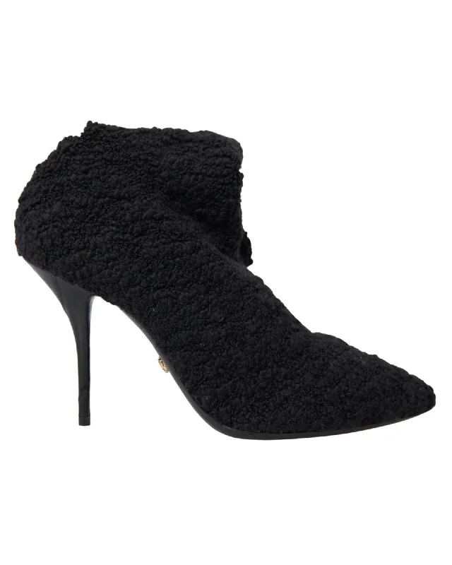 Dolce & Gabbana  Teddy Shearling Ankle Boots - Black