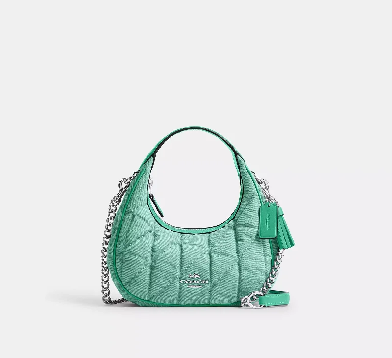 Coach Carmen Mini Crossbody Bag Quilted Denim Green 