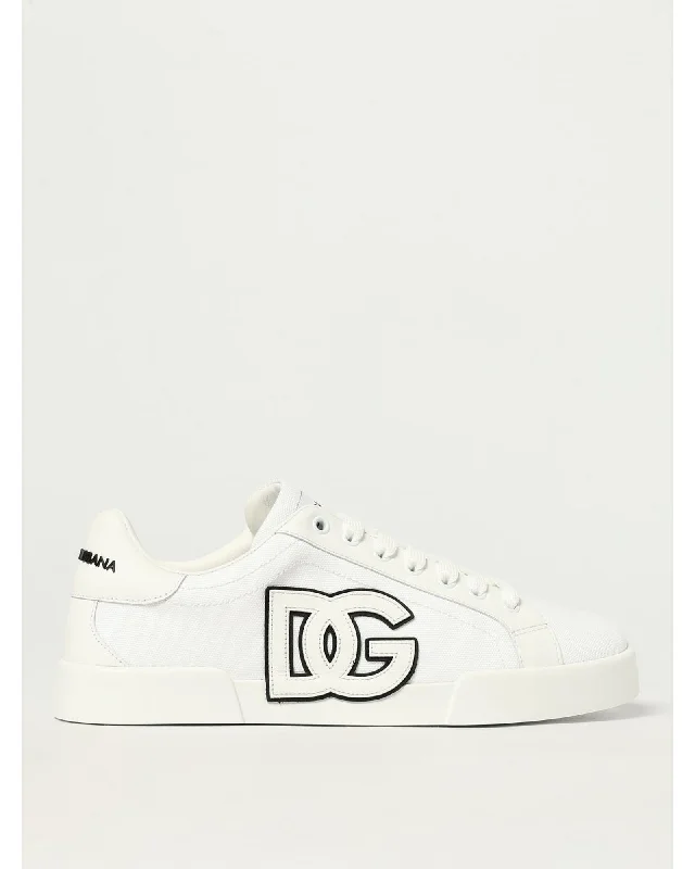 Dolce & Gabbana Low-Top Lace-Up Sneakers with Logo Accent for Everyday Wear Men White 1