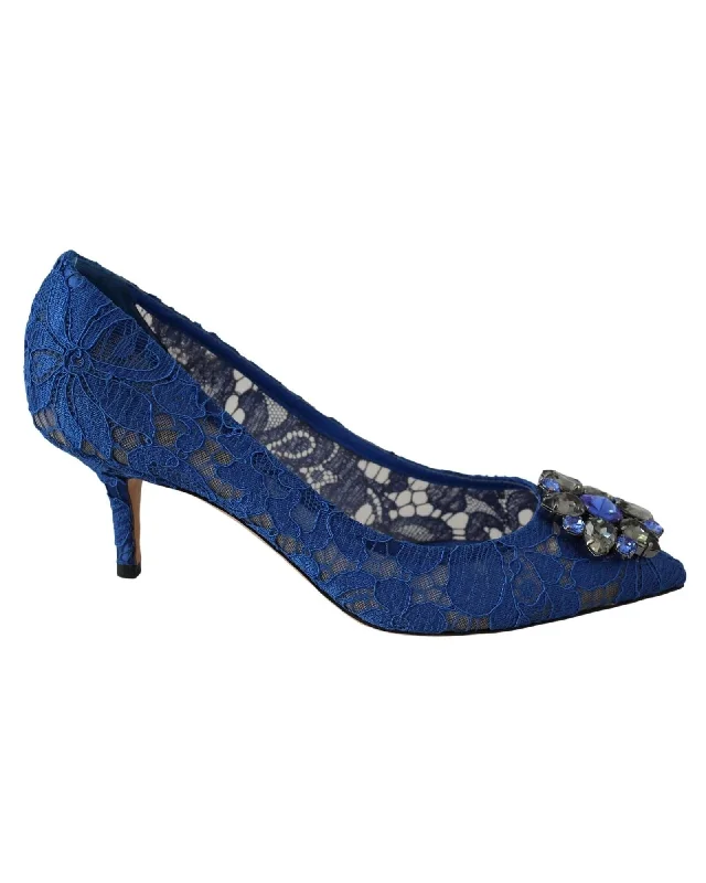 Dolce & Gabbana Lace Pumps Jewel Detail Women Blue