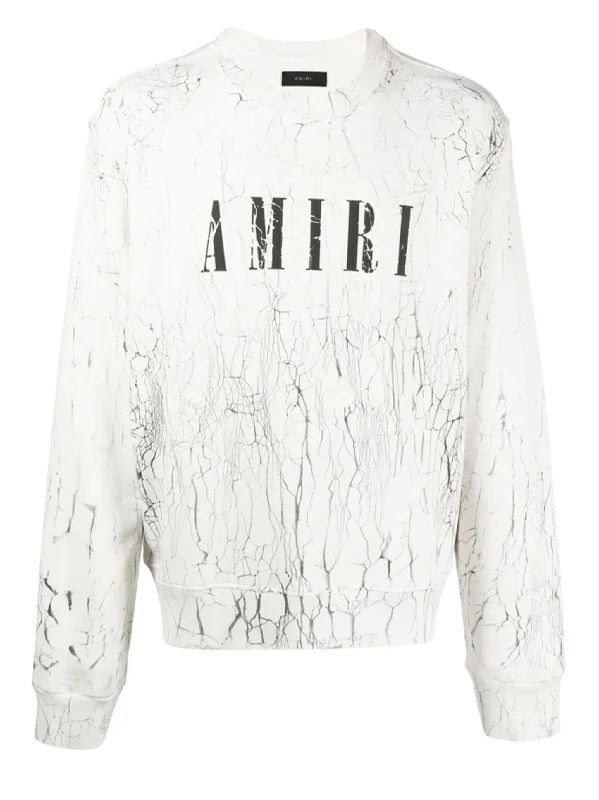 Amiri Cracked Dye Core Logo White Sweatshirt