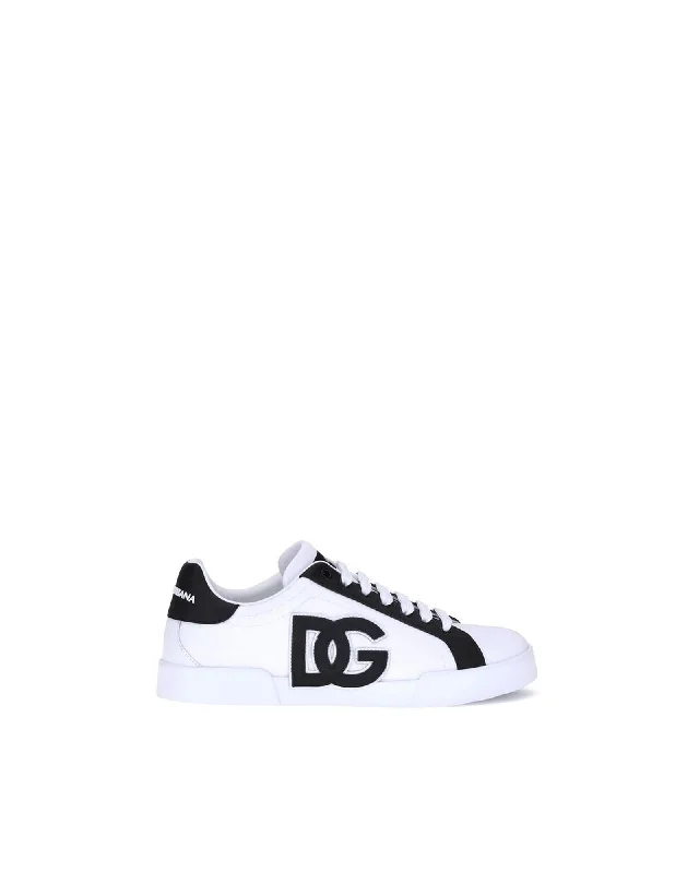 Dolce & Gabbana DG Logo Leather Sneakers Men Black