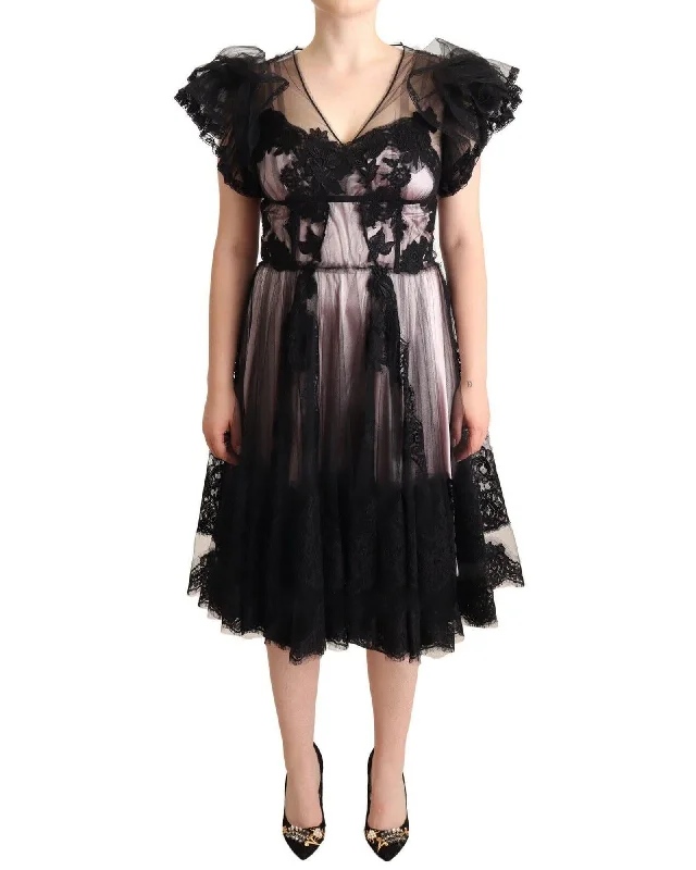 Dolce & Gabbana  Black Floral Lace Dress
